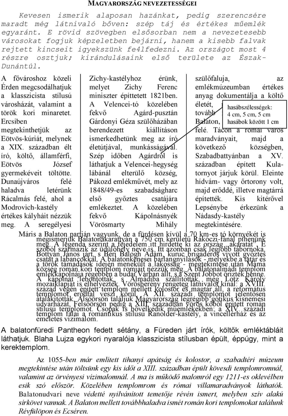 Az országot most 4 részre osztjuk; kirándulásaink első területe az Észak- Dunántúl.