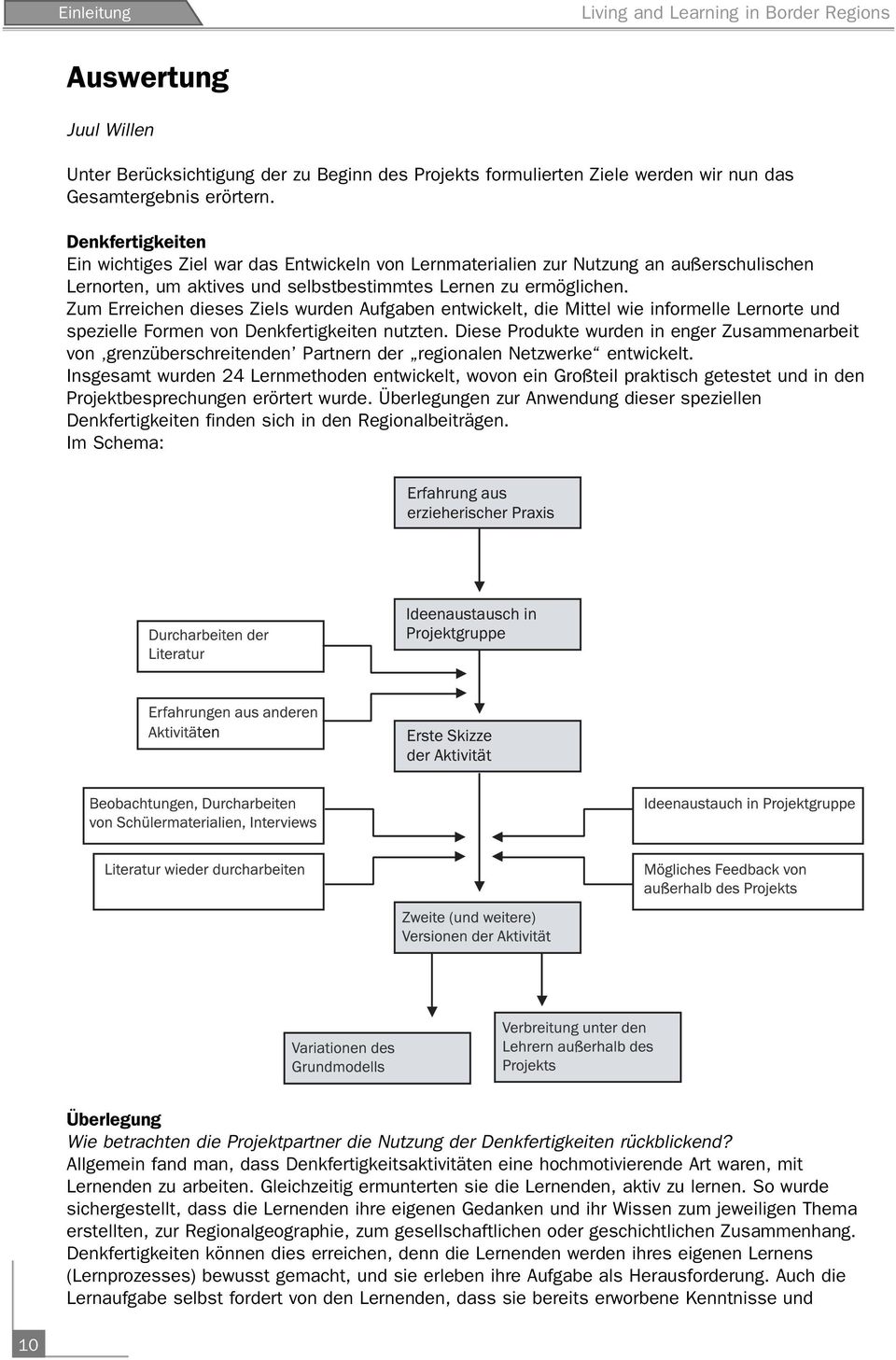 Zum Erreichen dieses Ziels wurden Aufgaben entwickelt, die Mittel wie informelle Lernorte und spezielle Formen von Denkfertigkeiten nutzten.