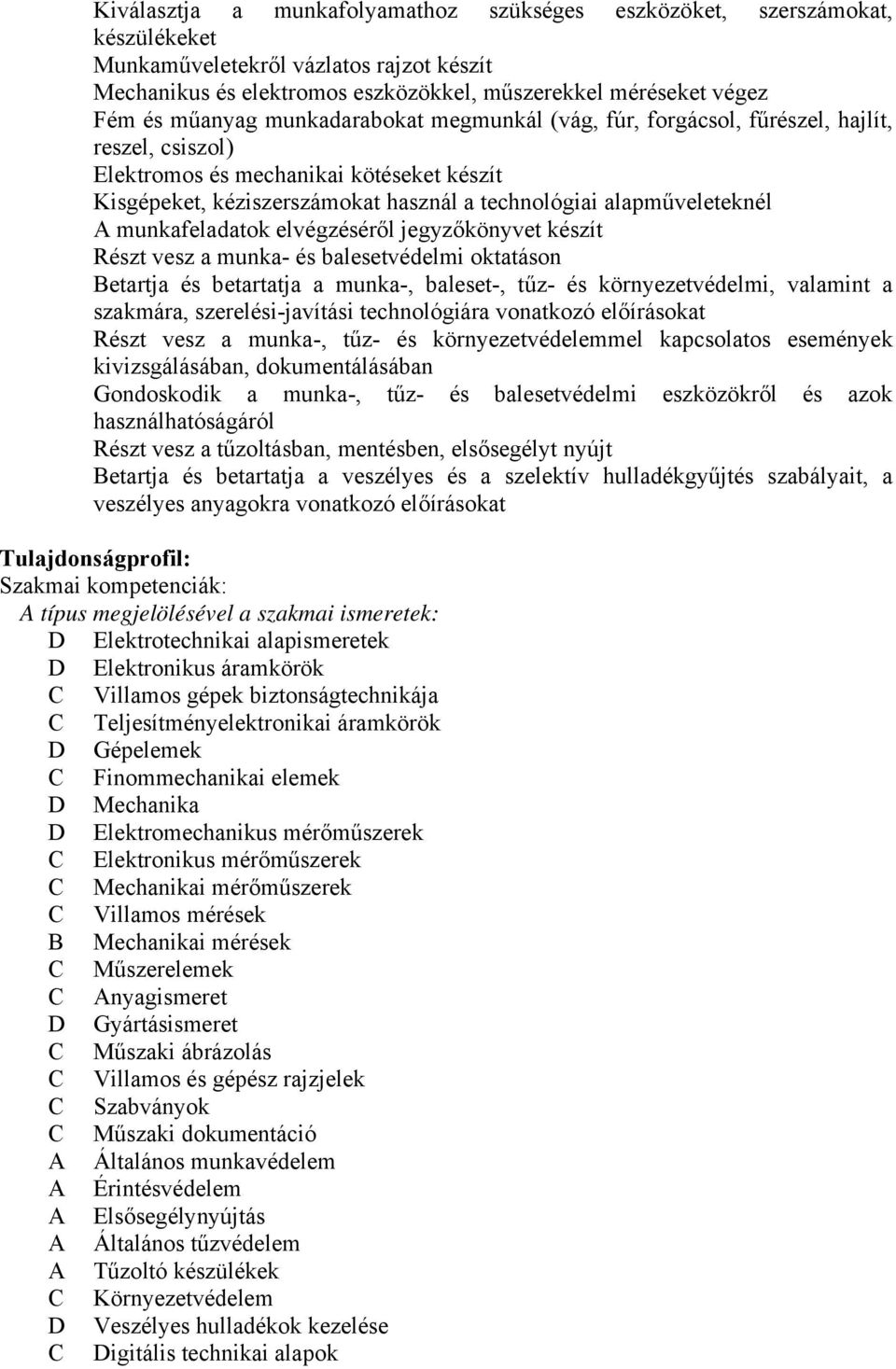 alapműveleteknél A munkafeladatok elvégzéséről jegyzőkönyvet készít Részt vesz a munka- és balesetvédelmi oktatáson Betartja és betartatja a munka-, baleset-, tűz- és környezetvédelmi, valamint a