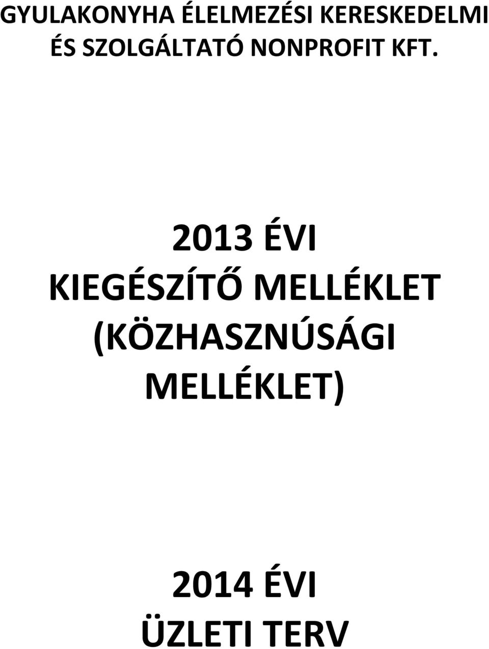 2013 ÉVI KIEGÉSZÍTŐ MELLÉKLET