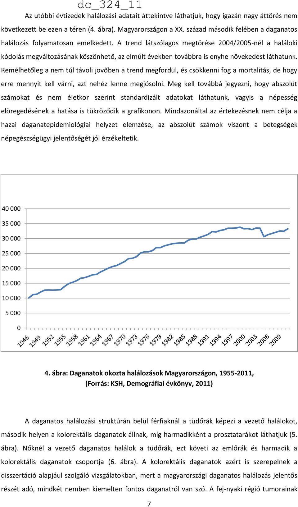 A trend látszólagos megtörése 2004/2005-nél a haláloki kódolás megváltozásának köszönhető, az elmúlt években továbbra is enyhe növekedést láthatunk.