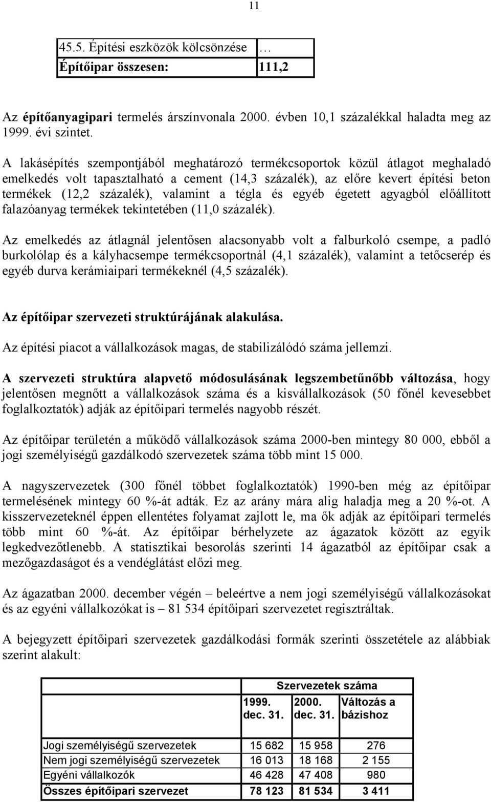 a tégla és egyéb égetett agyagból előállított falazóanyag termékek tekintetében (11,0 százalék).