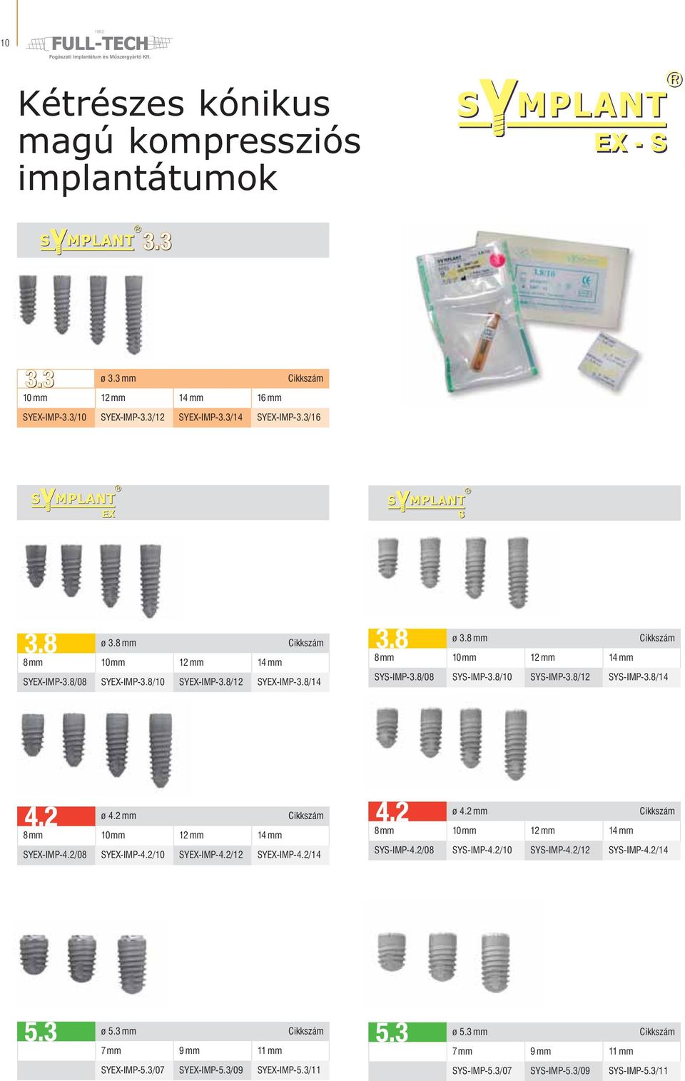 8/10 SYS-IMP-3.8/12 SYS-IMP-3.8/14 ø 4.2 mm 8mm 10mm 12 mm 14 mm SYEX-IMP-4.2/08 SYEX-IMP-4.2/10 SYEX-IMP-4.2/12 SYEX-IMP-4.2/14 ø 4.2 mm 8mm 10mm 12 mm 14 mm SYS-IMP-4.