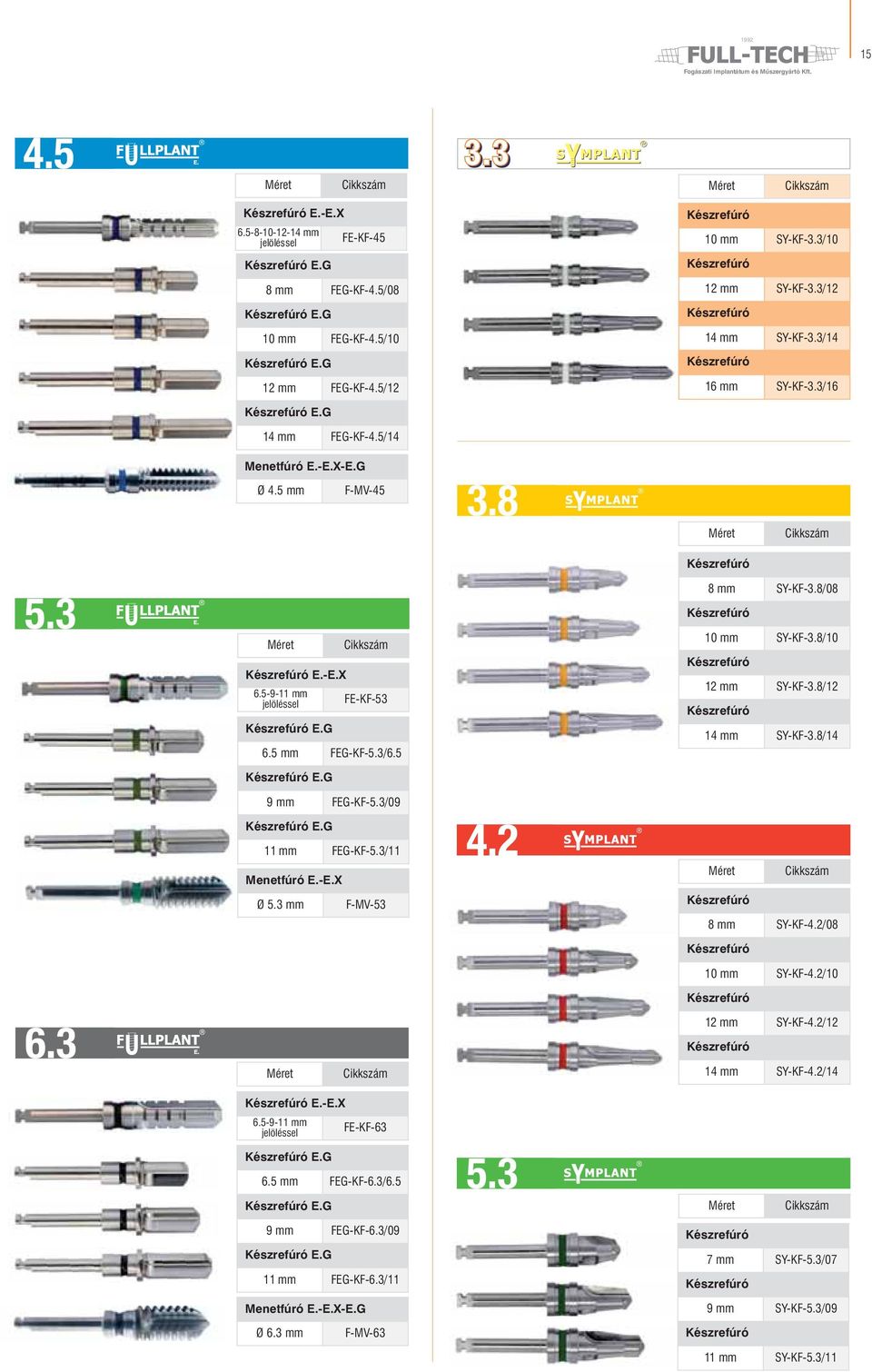 G 11 mm FEG-KF-5.3/11 Menetfúró E.-E.X Ø 5.3 mm F-MV-53 8 mm SY-KF-3.8/08 10 mm SY-KF-3.8/10 12 mm SY-KF-3.8/12 14 mm SY-KF-3.8/14 Méret 8 mm SY-KF-4.2/08 10 mm SY-KF-4.2/10 12 mm SY-KF-4.