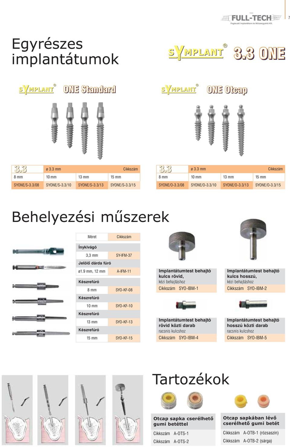 9 mm, 12 mm A-IFM-11 8 mm SYO-KF-08 10 mm SYO-KF-10 13 mm SYO-KF-13 15 mm SYO-KF-15 Implantátumtest behajtó kulcs rövid, kézi behajtáshoz SYO-IBM-1 Implantátumtest behajtó rövid közti darab racsnis