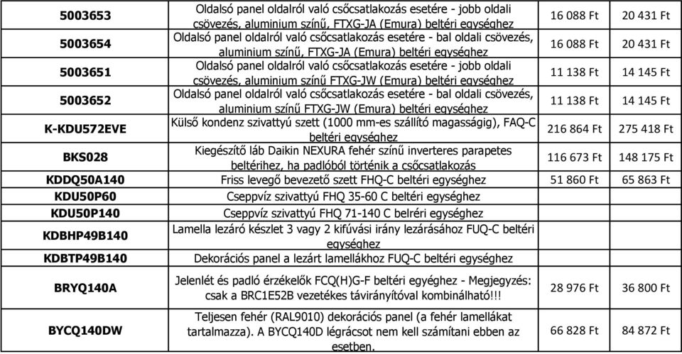 aluminium színű FTXG-JW (Emura) beltéri egységhez 11 138 Ft 14 145 Ft 5003652 Oldalsó panel oldalról való csőcsatlakozás esetére - bal oldali csövezés, aluminium színű FTXG-JW (Emura) beltéri