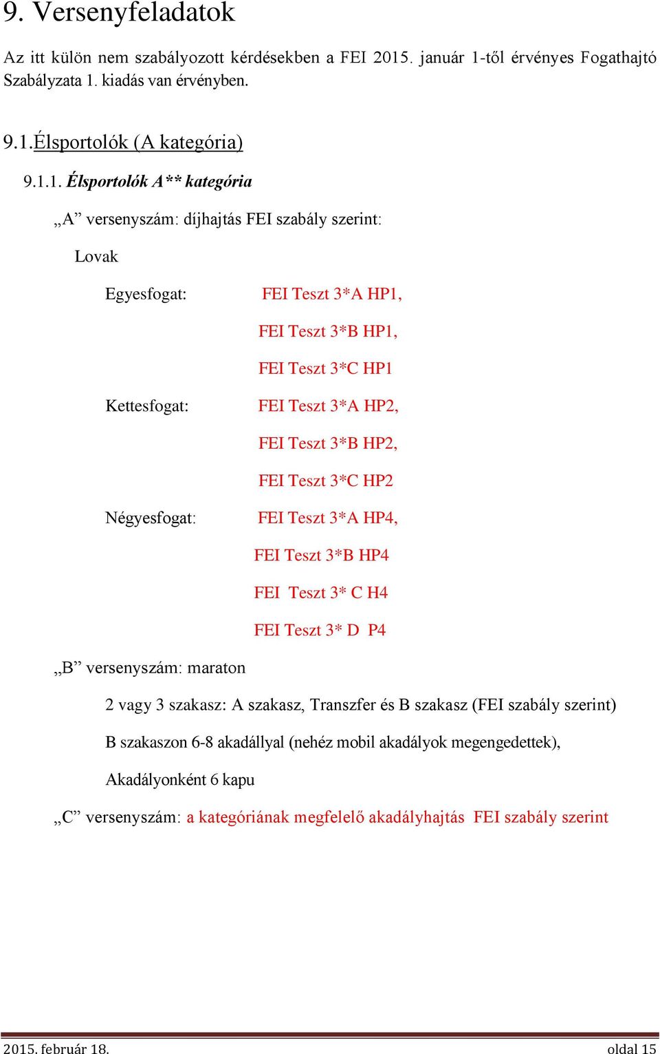 től érvényes Fogathajtó Szabályzata 1.