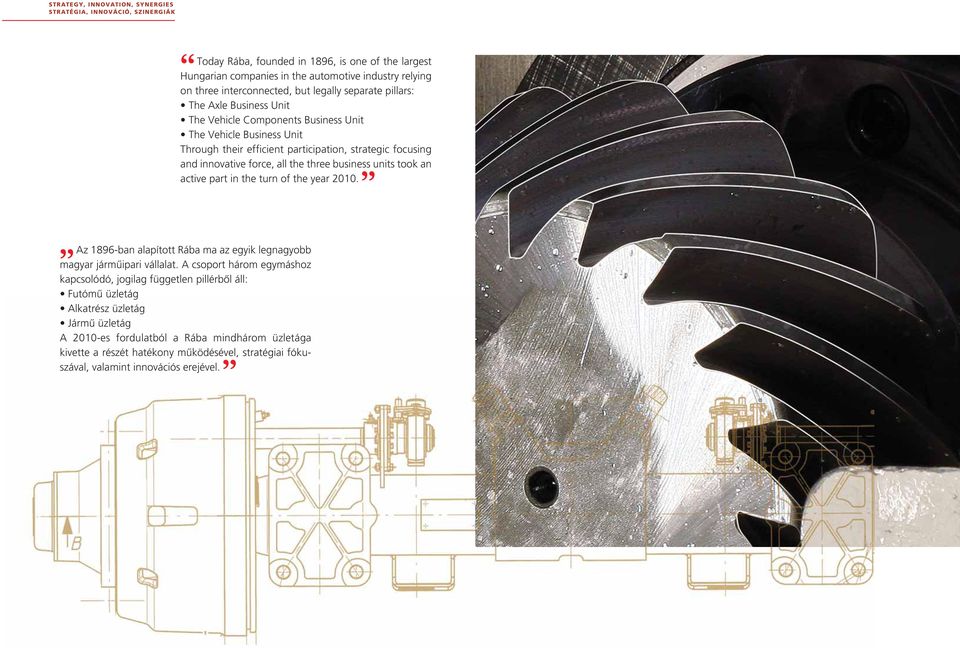 three business units took an active part in the turn of the year 2010. Az 1896-ban alapított Rába ma az egyik legnagyobb magyar jármûipari vállalat.