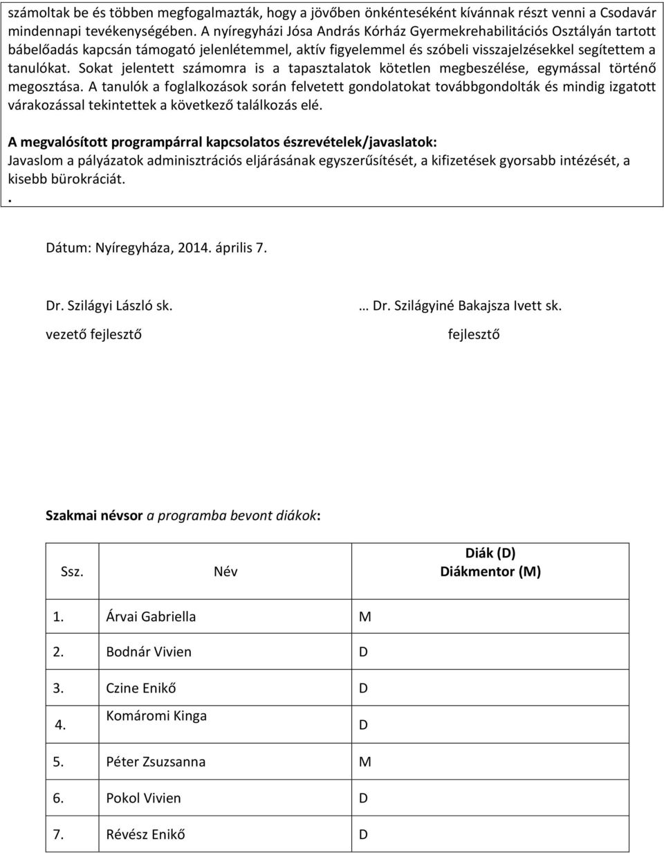 Sokat jelentett számomra is a tapasztalatok kötetlen megbeszélése, egymással történő megosztása.