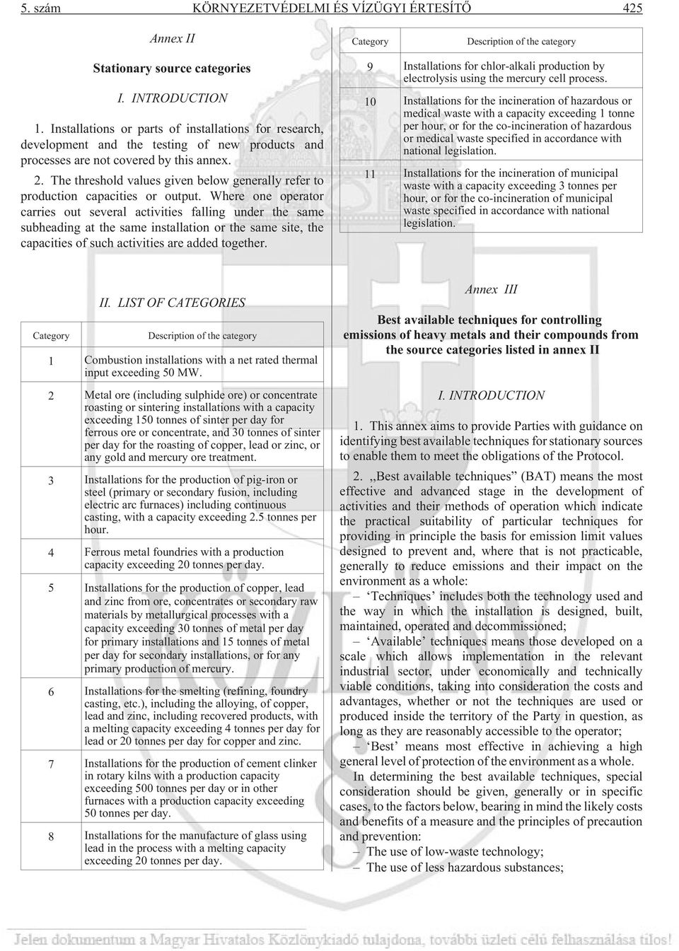 The threshold values given below generally refer to production capacities or output.