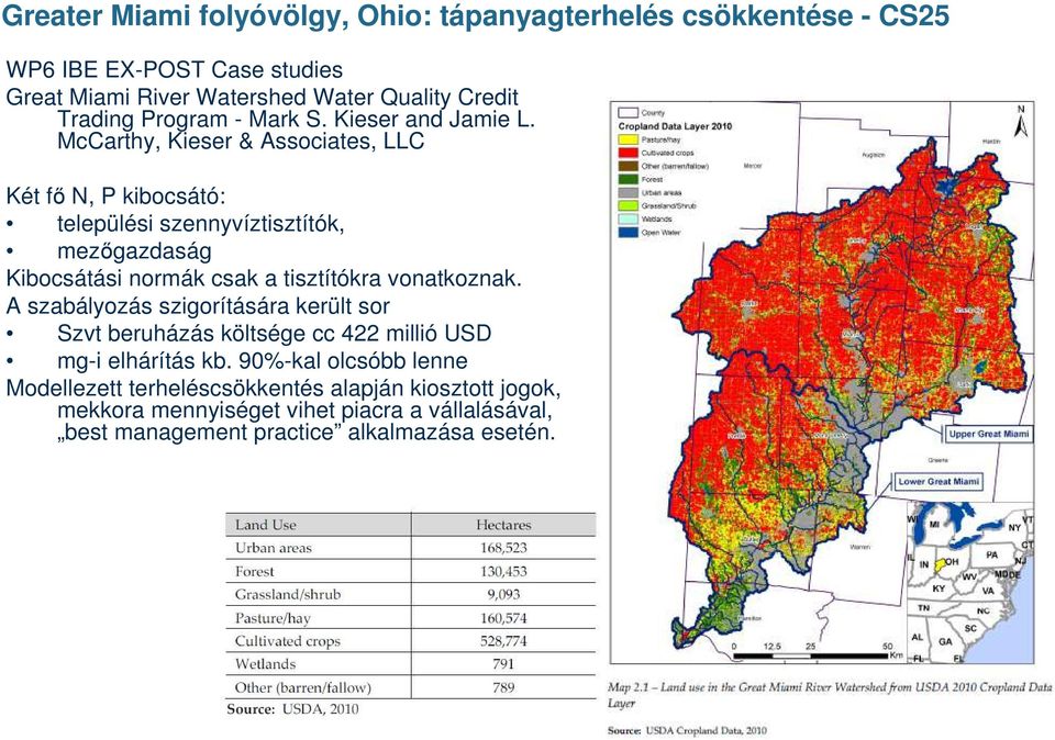 McCarthy, Kieser & Associates, LLC Két fő N, P kibocsátó: települési szennyvíztisztítók, mezőgazdaság Kibocsátási normák csak a tisztítókra vonatkoznak.