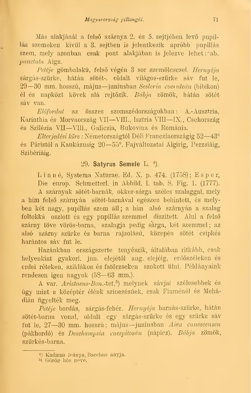 Hernyója sárgás-szürke, hátán sötét-, oldalt világos-szürke sáv fut le, 29 30 mm. hosszú, május júniusban Sesleria coeruleán (bibikon) él és napközt kövek alá rejtzik.