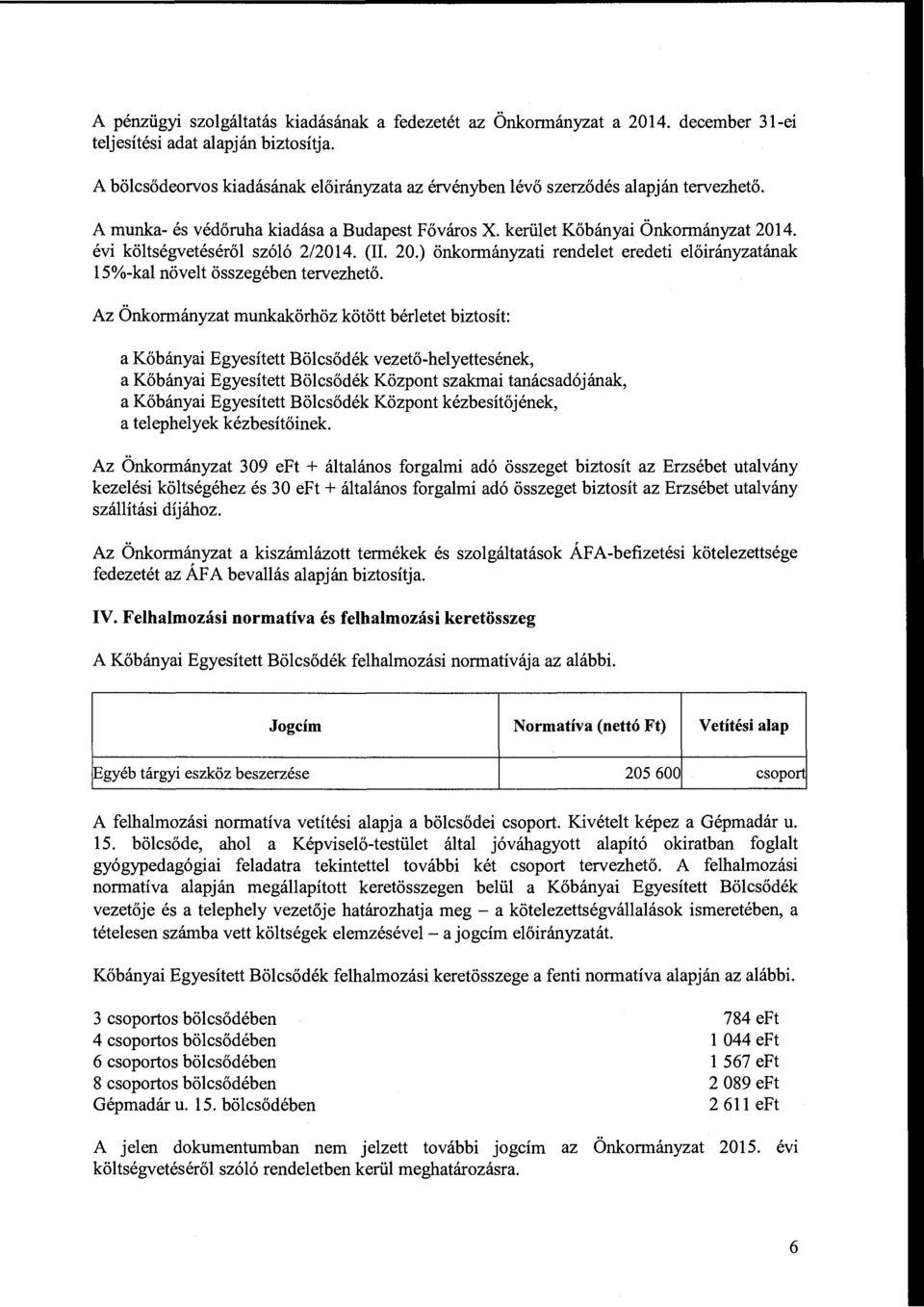 évi költségvetéséről szóló 2/2014. (IL 20.) önkormányzati rendelet eredeti előirányzatának 15%-kal növelt összegében tervezhető.