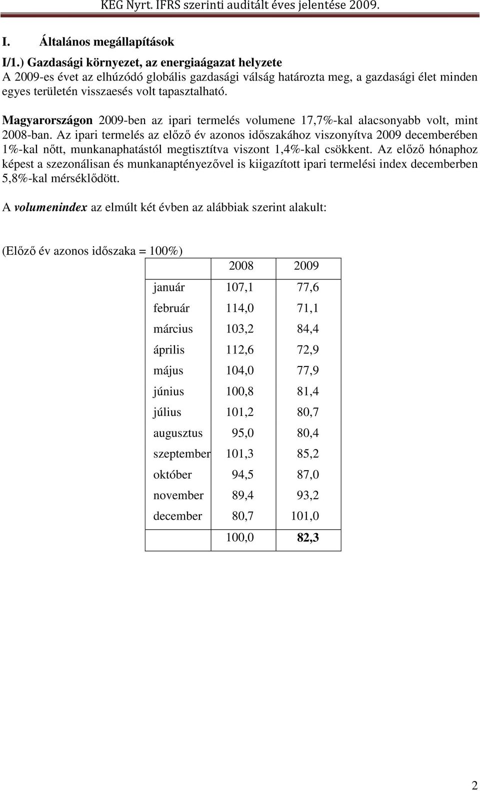 Magyarországon 2009-ben az ipari termelés volumene 17,7%-kal alacsonyabb volt, mint 2008-ban.