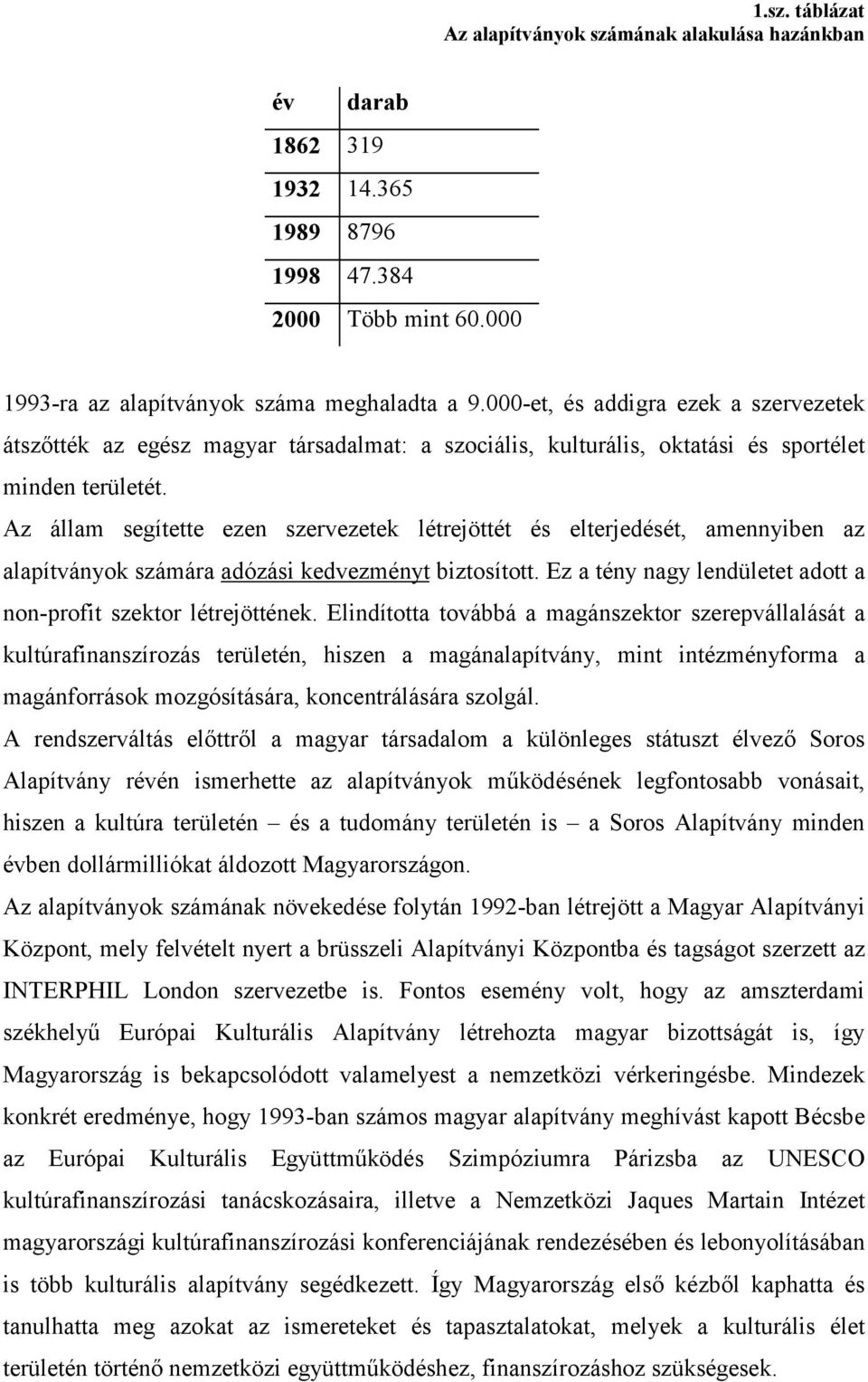 Az állam segítette ezen szervezetek létrejöttét és elterjedését, amennyiben az alapítványok számára adózási kedvezményt biztosított. Ez a tény nagy lendületet adott a non-profit szektor létrejöttének.