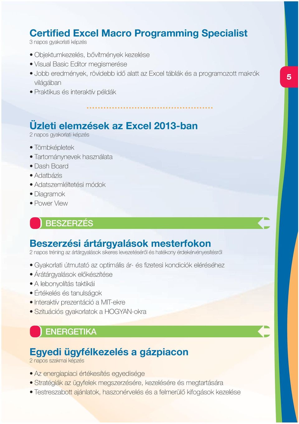 Adatszemléltetési módok Diagramok Power View BESZERZÉS Beszerzési ártárgyalások mesterfokon 2 napos tréning az ártárgyalások sikeres levezetéséről és hatékony érdekérvényesítésről Gyakorlati útmutató