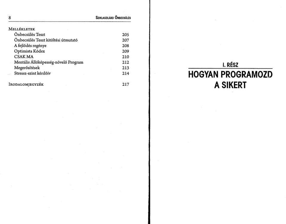 209 CSAK MA 210 Mentális Állóképesség-növelő Program 212 Megerősítések 213