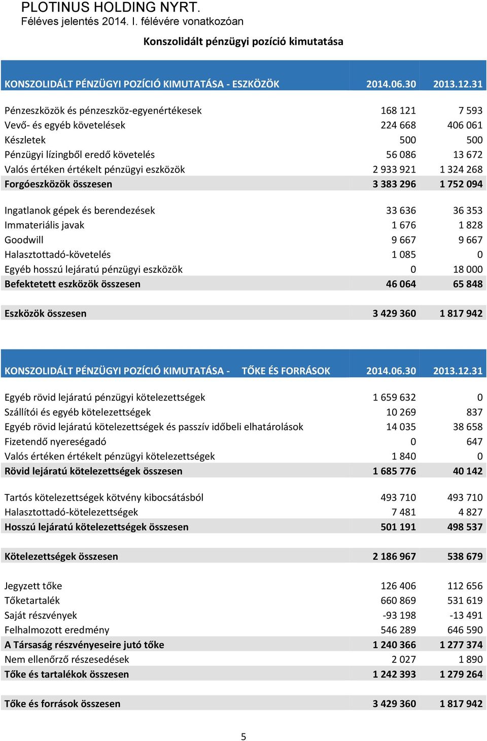 pénzügyi eszközök 2 933 921 1 324 268 Forgóeszközök összesen 3 383 296 1 752 094 Ingatlanok gépek és berendezések 33 636 36 353 Immateriális javak 1 676 1 828 Goodwill 9 667 9 667