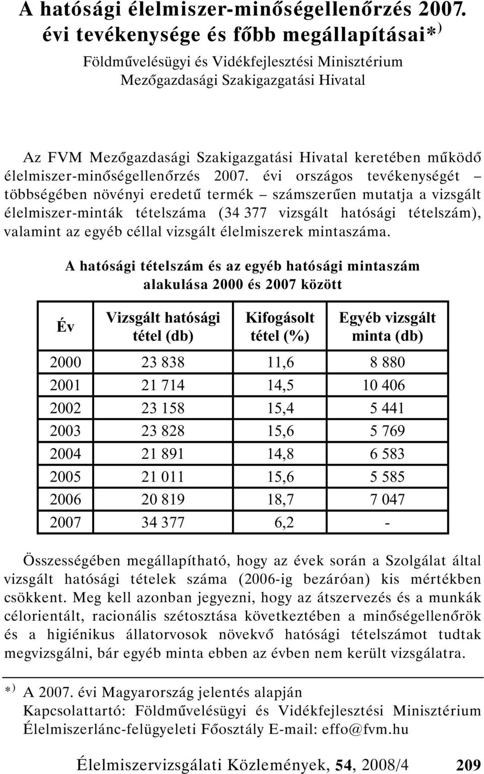 élelmiszer-min ségellen rzés 2007.