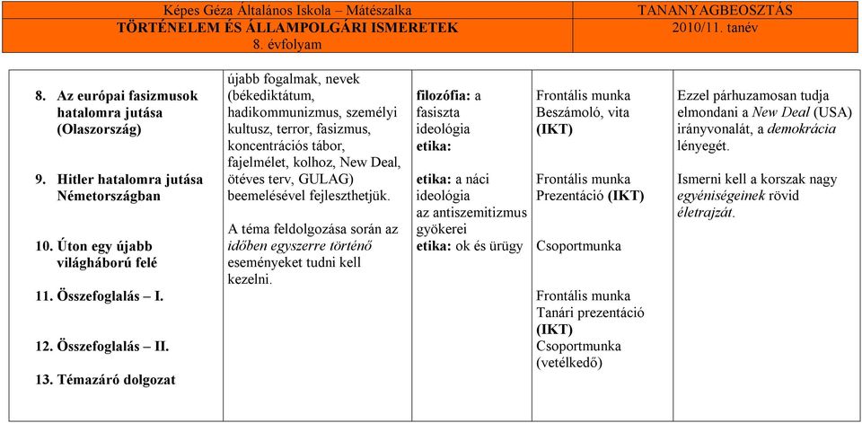 fejleszthetjük. A téma feldolgozása során az időben egyszerre történő eseményeket tudni kell kezelni.