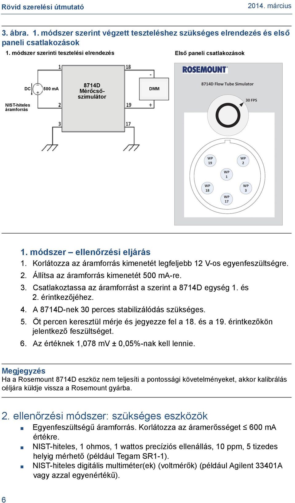 Korlátozza az áramforrás kimenetét legfeljebb 12 V-os egyenfeszültségre. 2. Állítsa az áramforrás kimenetét 500 ma-re. 3. Csatlakoztassa az áramforrást a szerint a 8714D egység 1. és 2.