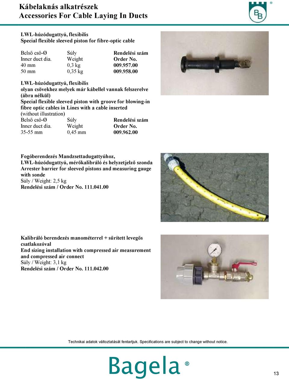 cable inserted (without illustration) Belső cső-ø Inner duct dia. 35-55 0,45 009.962.