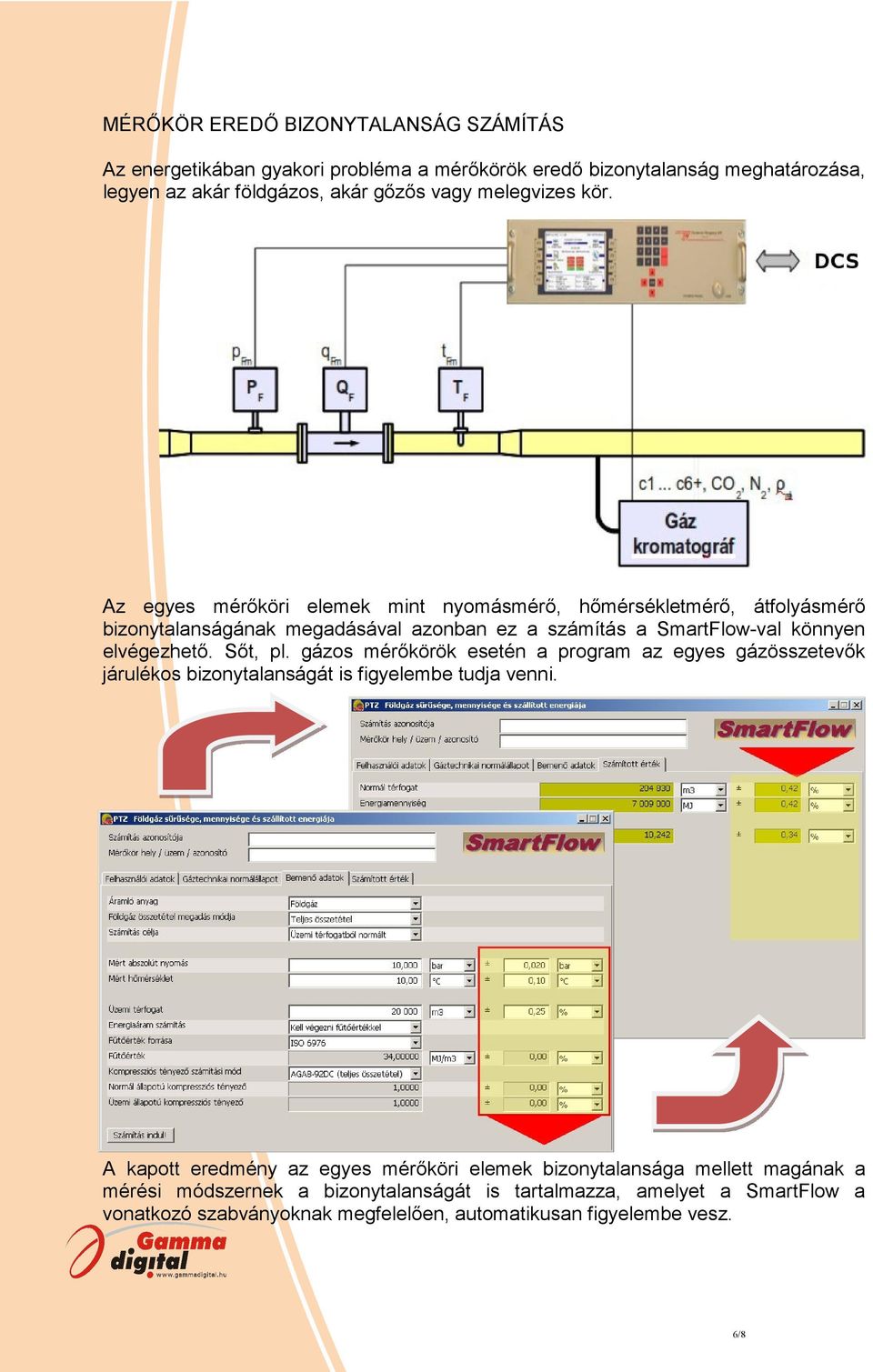 Az egyes mérőköri elemek mint nyomásmérő, hőmérsékletmérő, átfolyásmérő bizonytalanságának megadásával azonban ez a számítás a SmartFlow-val könnyen elvégezhető. Sőt, pl.