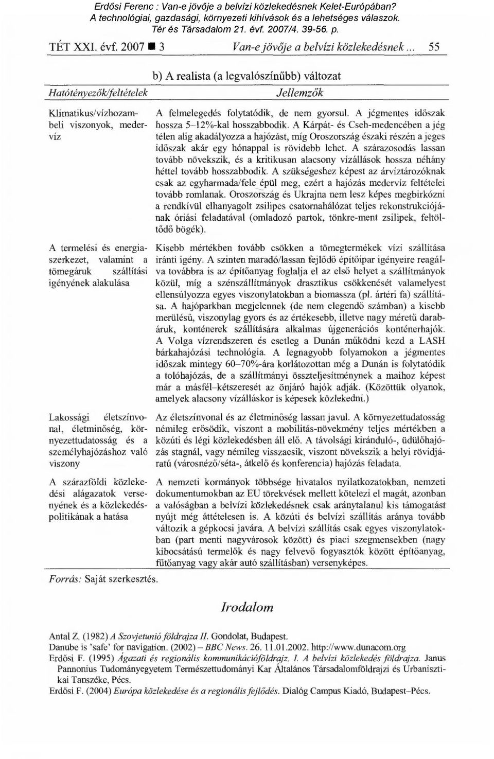 igényének alakulása Lakossági életszínvonal, életmin őség, környezettudatosság és a személyhajózáshoz való viszony A szárazföldi közlekedési alágazatok versenyének és a közlekedéspolitikának a hatása