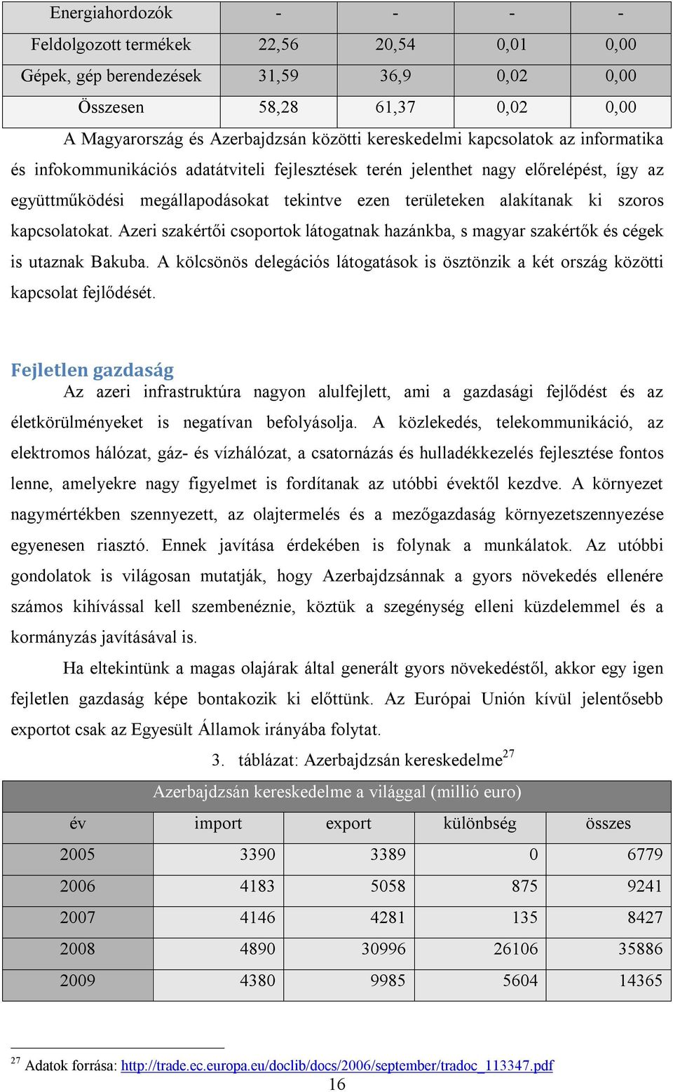 kapcsolatokat. Azeri szakértői csoportok látogatnak hazánkba, s magyar szakértők és cégek is utaznak Bakuba. A kölcsönös delegációs látogatások is ösztönzik a két ország közötti kapcsolat fejlődését.