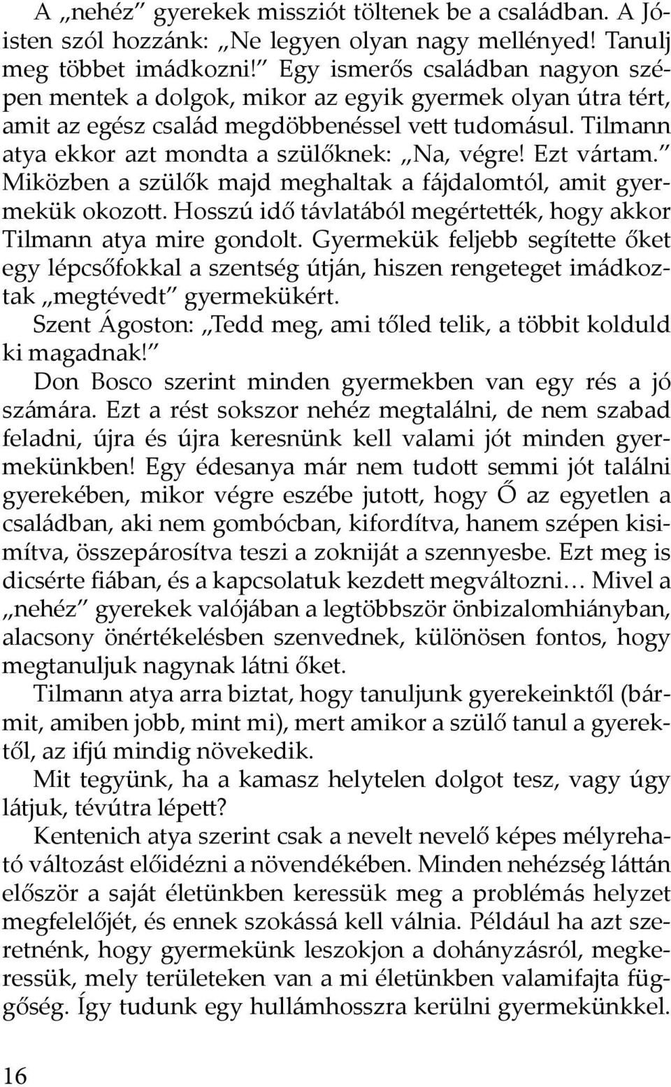 Ezt vártam. Miközben a szülők majd meghaltak a fájdalomtól, amit gyermekük okozott. Hosszú idő távlatából megértették, hogy akkor Tilmann atya mire gondolt.