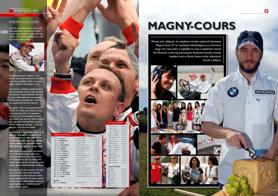 MAGNY-COURS Miután már többször és majdnem minden szakértõ eltemette Magny-Cours F1-es rendezési lehetõségeit, az a minimum, hogy már csak azért is legalább tíz évig a naptárban marad.