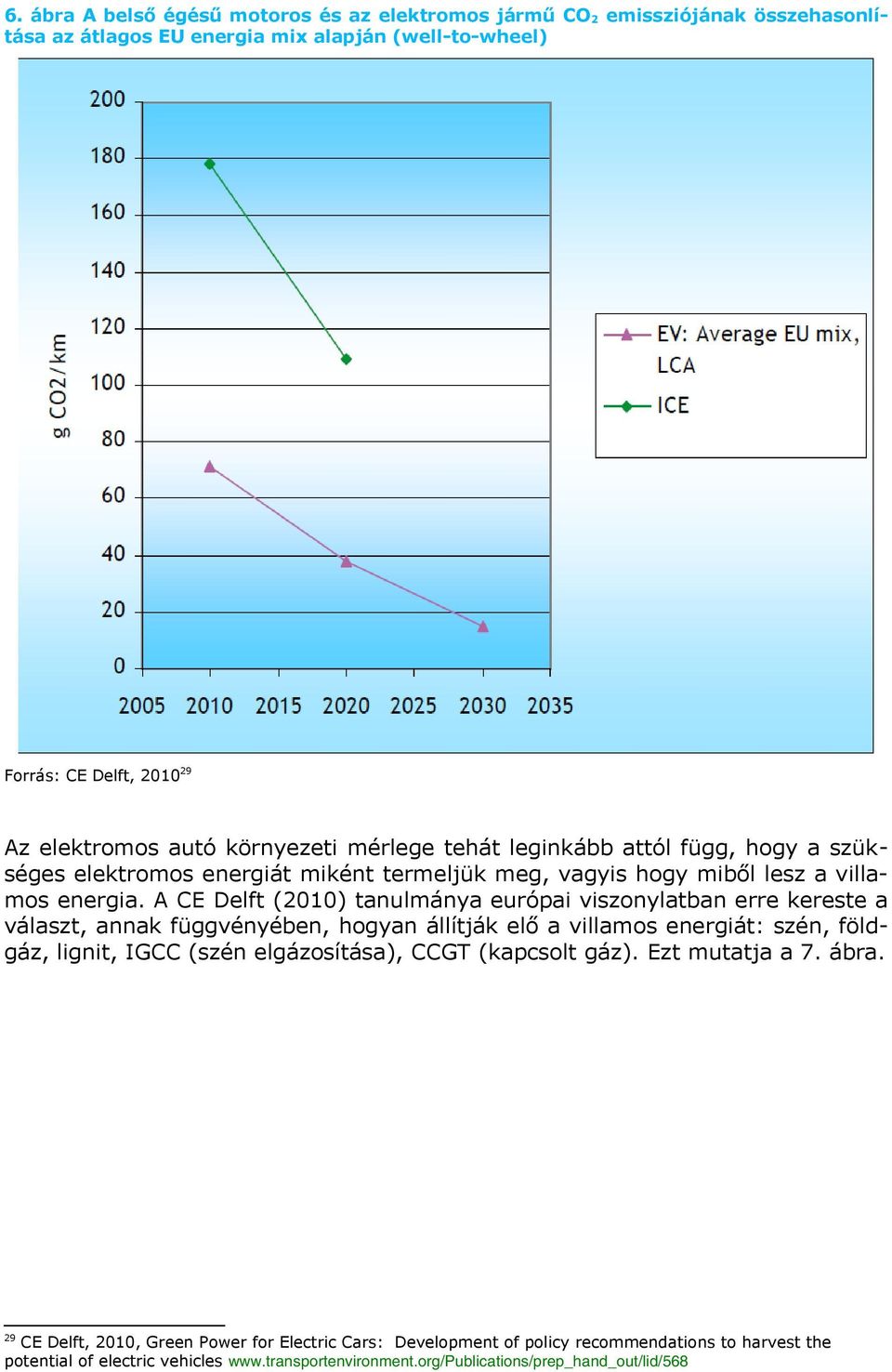 A CE Delft (2010) tanulmánya európai viszonylatban erre kereste a választ, annak függvényében, hogyan állítják elő a villamos energiát: szén, földgáz, lignit, IGCC (szén elgázosítása), CCGT