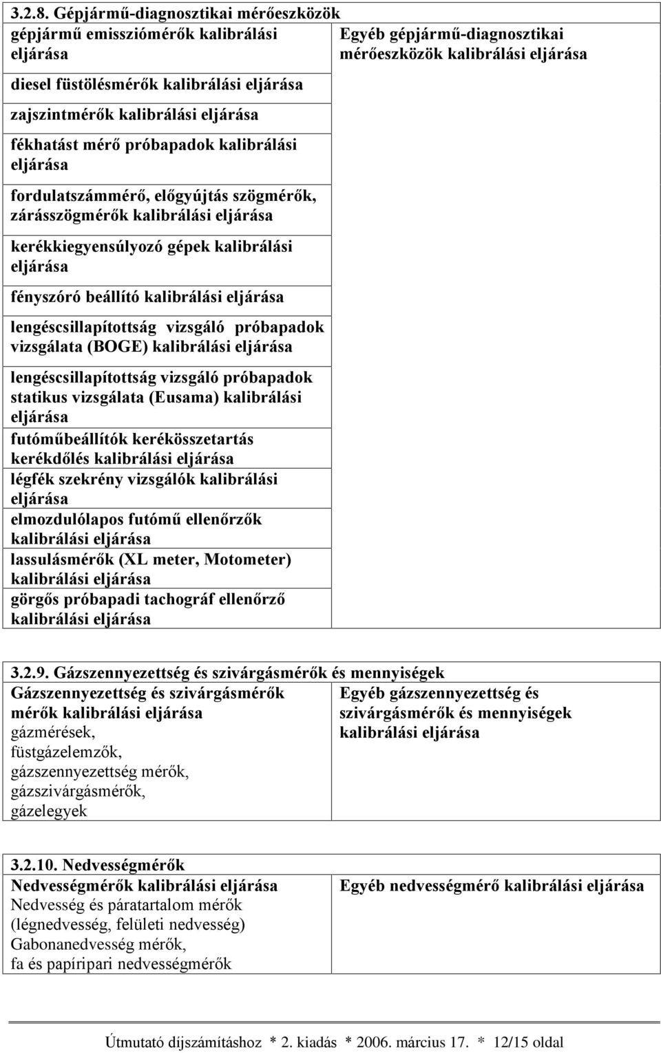 próbapadok kalibrálási fordulatszámmérõ, elõgyújtás szögmérõk, zárásszögmérõk kalibrálási kerékkiegyensúlyozó gépek kalibrálási fényszóró beállító kalibrálási lengéscsillapítottság vizsgáló