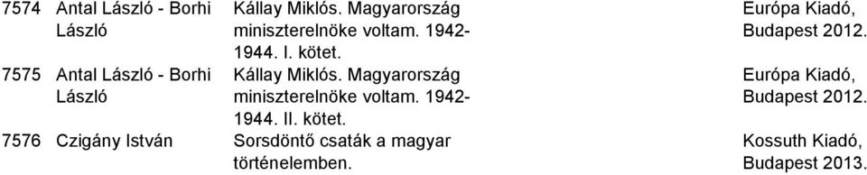 Kállay Miklós. Magyarország miniszterelnöke voltam. 1942-1944. II. kötet.