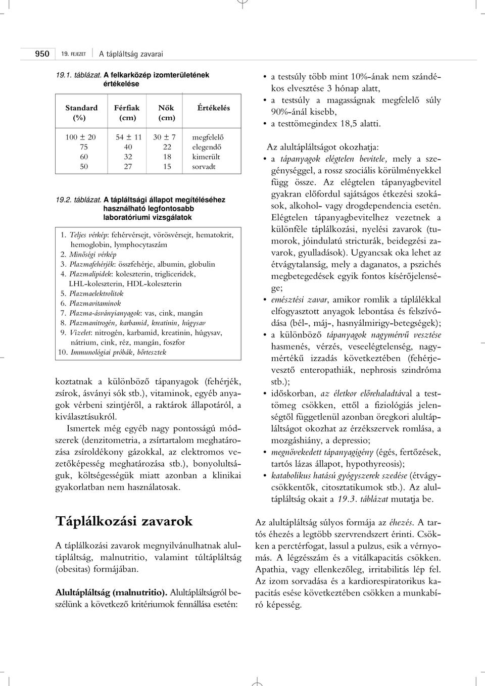 A tápláltsági állapot megítéléséhez használható legfontosabb laboratóriumi vizsgálatok 1. Teljes vérkép: fehérvérsejt, vörösvérsejt, hematokrit, hemoglobin, lymphocytaszám 2. Minôségi vérkép 3.
