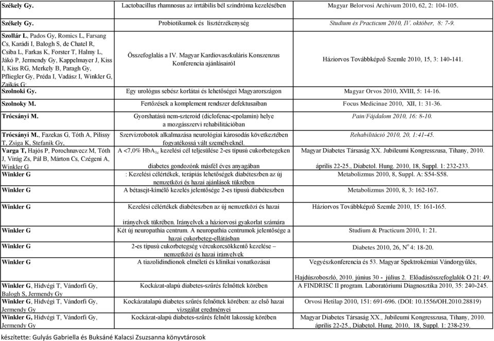 Szollár L, Pados Gy, Romics L, Farsang Cs, Karádi I, Balogh S, de Chatel R, Csiba L, Farkas K, Forster T, Halmy L, Jákó P, Jermendy Gy, Kappelmayer J, Kiss I, Kiss RG, Merkely B, Paragh Gy, Pfliegler