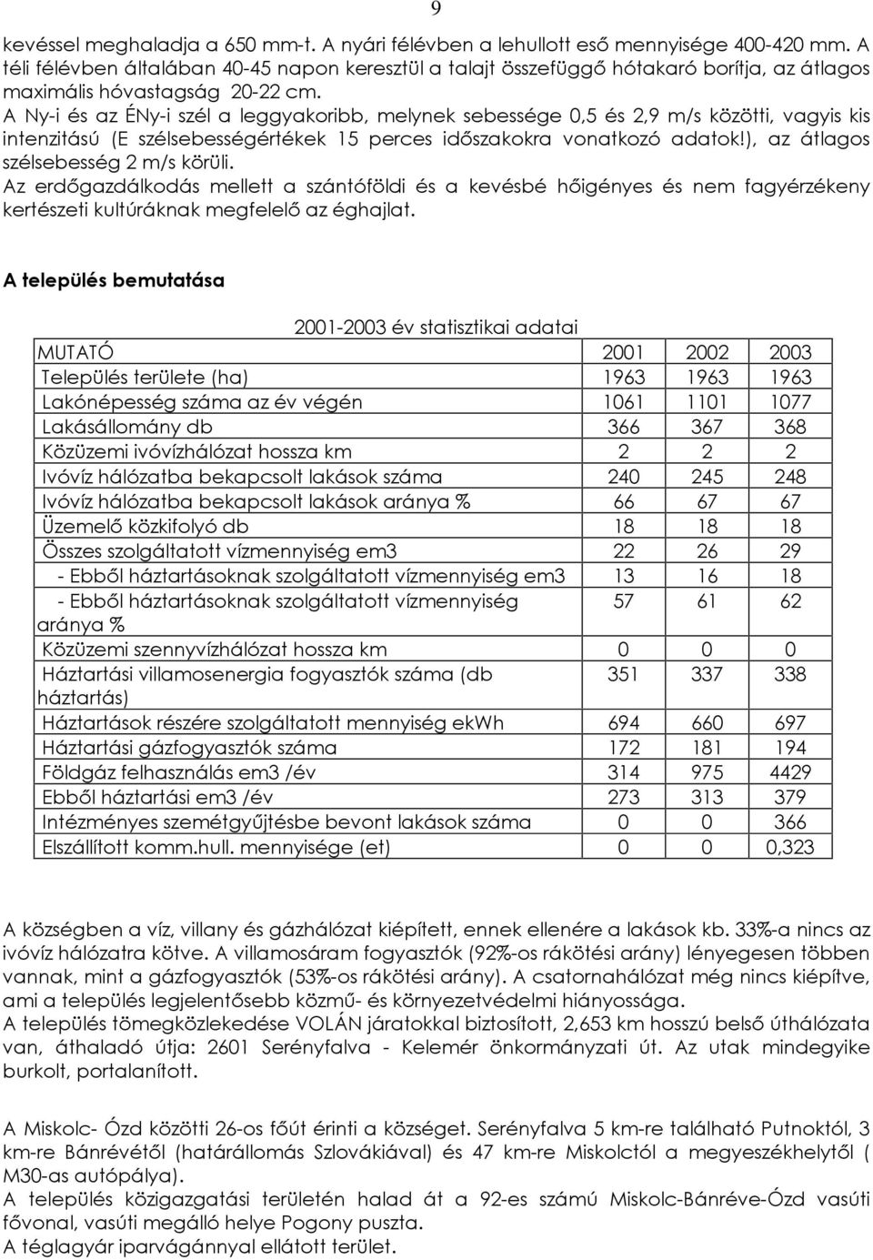 A Ny-i és az ÉNy-i szél a leggyakoribb, melynek sebessége 0,5 és 2,9 m/s közötti, vagyis kis intenzitású (E szélsebességértékek 15 perces idõszakokra vonatkozó adatok!