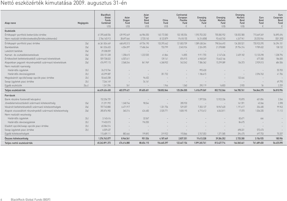 Megjegyzés Combined Fund Fund Fund Fund Fund Fund Fund Fund Fund US$ US$ US$ US$ US$ US$ Eszközök Értékpapír-portfolió bekerülési értéke Nem realizált értéknövekedés/(értékcsökkenés)