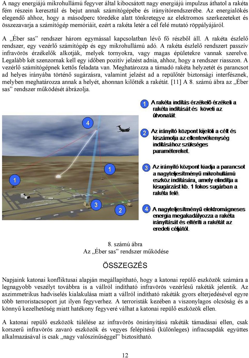 A Éber sas rendszer három egymással kapcsolatban lévő fő részből áll. A rakéta észlelő rendszer, egy vezérlő számítógép és egy mikrohullámú adó.