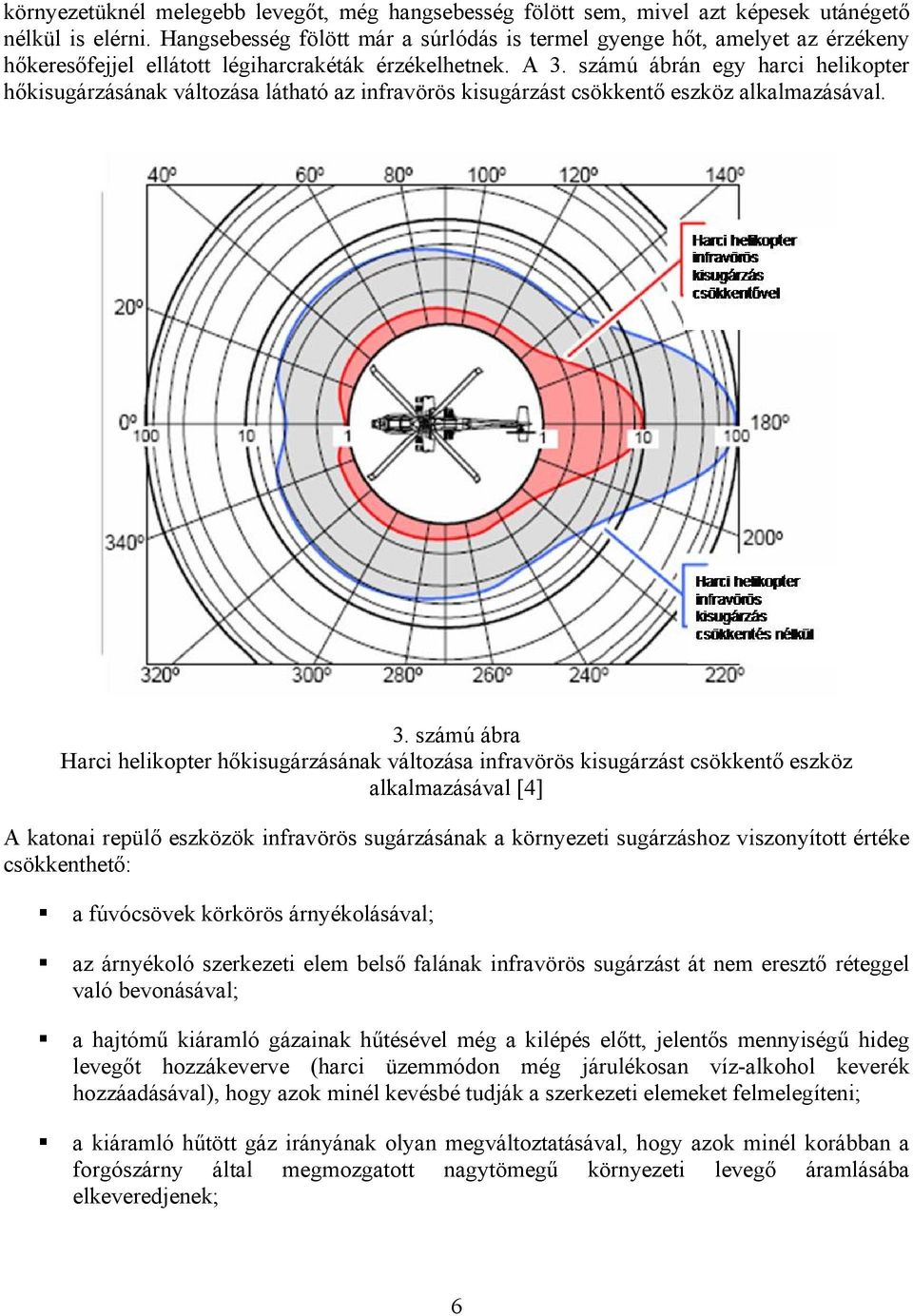 számú ábrán egy harci helikopter hőkisugárzásának változása látható az infravörös kisugárzást csökkentő eszköz alkalmazásával. 3.