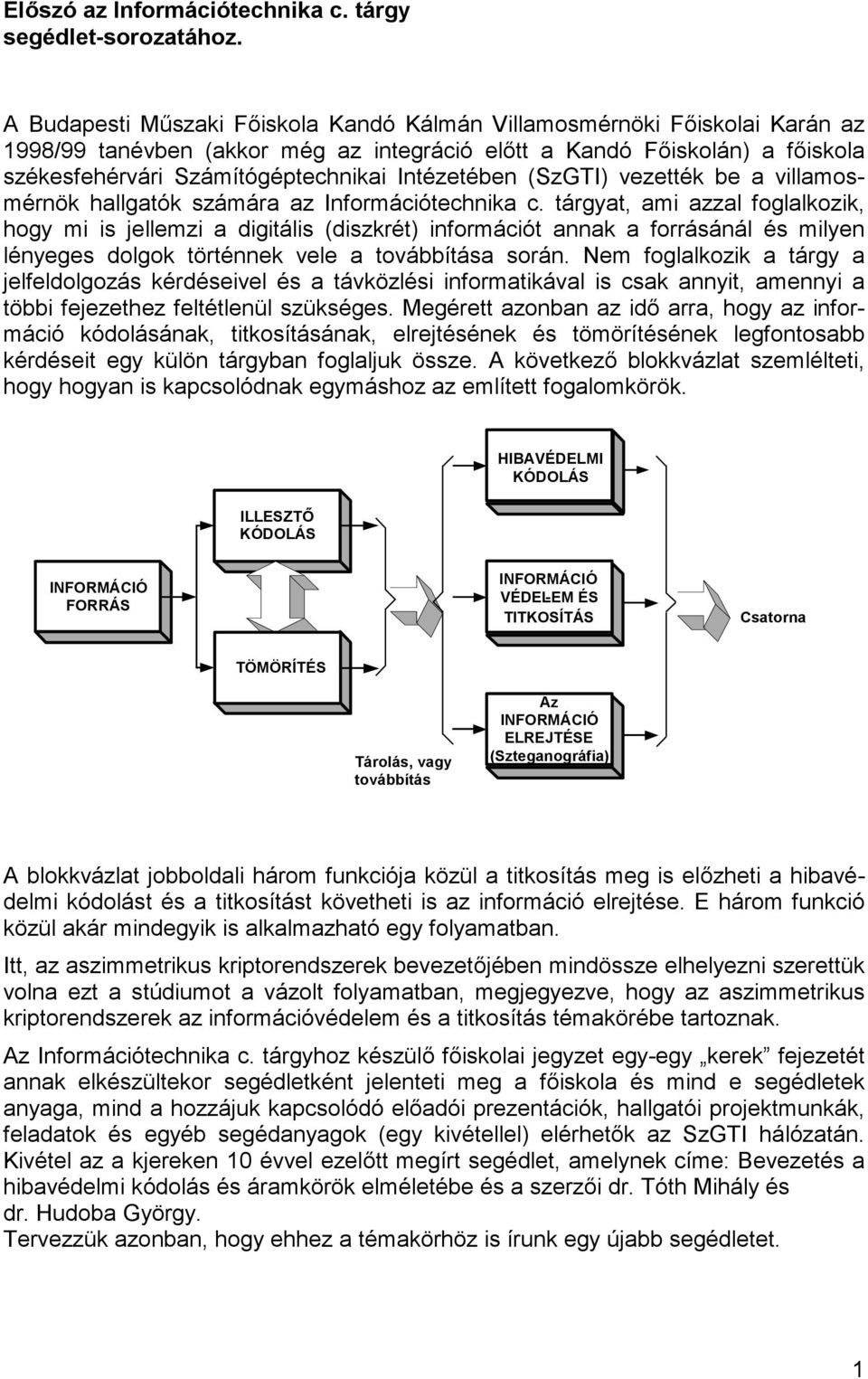 (SzGTI) vezették be a villamosmérnök hallgatók számára az Információtechnika c.