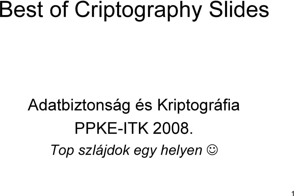 Kriptográfia PPKE-ITK