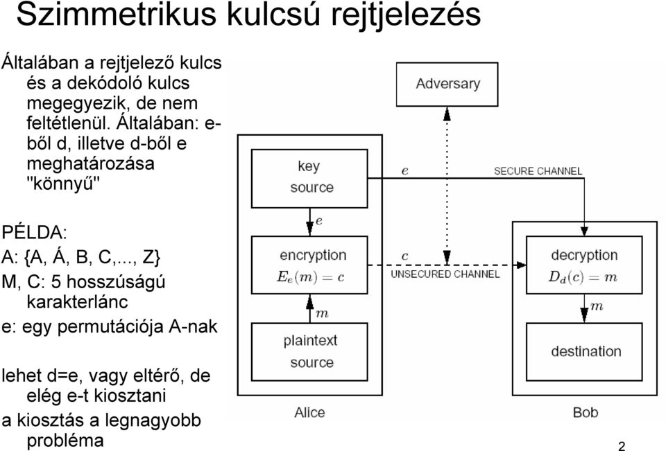 Általában: e- ből d, illetve d-ből e meghatározása "könnyű" PÉLDA: A: {A, Á, B, C,.