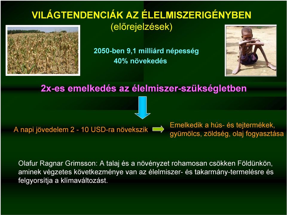 tejtermékek, gyümölcs, zöldség, olaj fogyasztása Olafur Ragnar Grimsson: A talaj és a növényzet rohamosan