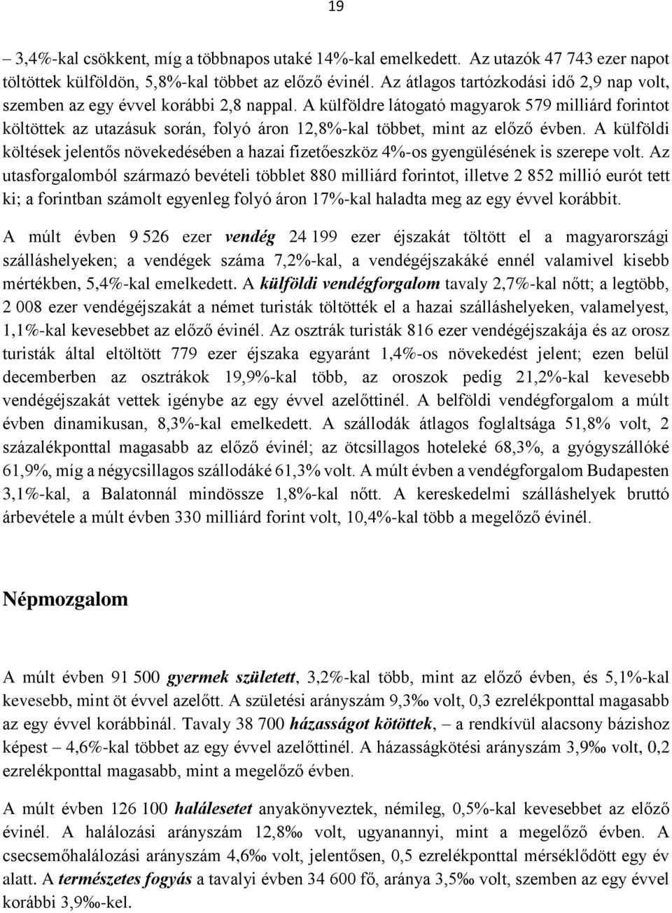 A külföldre látogató magyarok 579 milliárd forintot költöttek az utazásuk során, folyó áron 12,8%-kal többet, mint az előző évben.