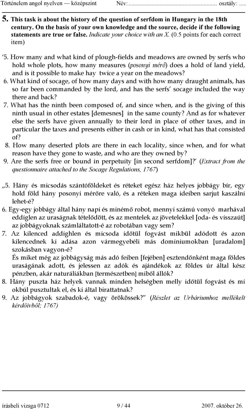 How many and what kind of plough-fields and meadows are owned by serfs who hold whole plots, how many measures (posonyi mérő) does a hold of land yield, and is it possible to make hay twice a year on