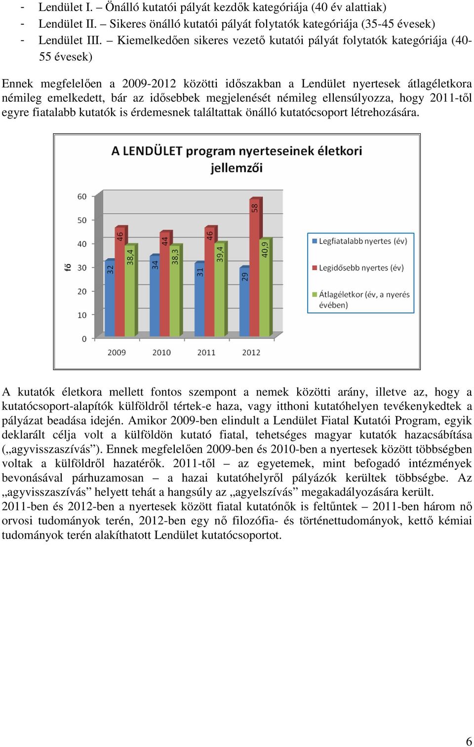 idősebbek megjelenését némileg ellensúlyozza, hogy 2011-től egyre fiatalabb kutatók is érdemesnek találtattak önálló kutatócsoport létrehozására.