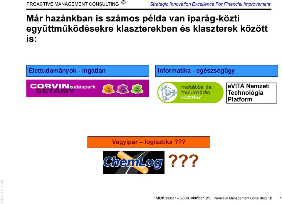 Informatika - egészségügy evita Nemzeti Technológia Platform Vegyipar