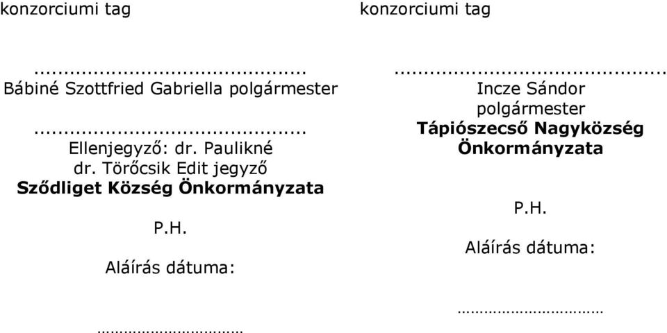 Törőcsik Edit jegyző Sződliget Község