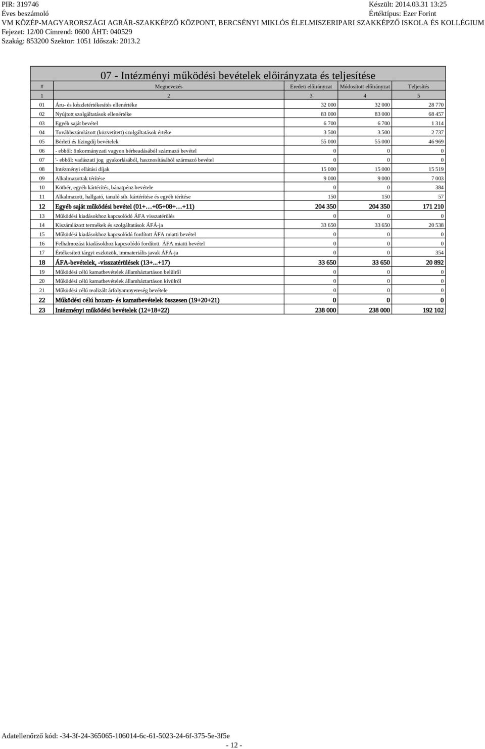 lízingdíj bevételek 55 000 55 000 46 969 06 - ebből: önkormányzati vagyon bérbeadásából származó bevétel 07 '- ebből: vadászati jog gyakorlásából, hasznosításából származó bevétel 08 Intézményi